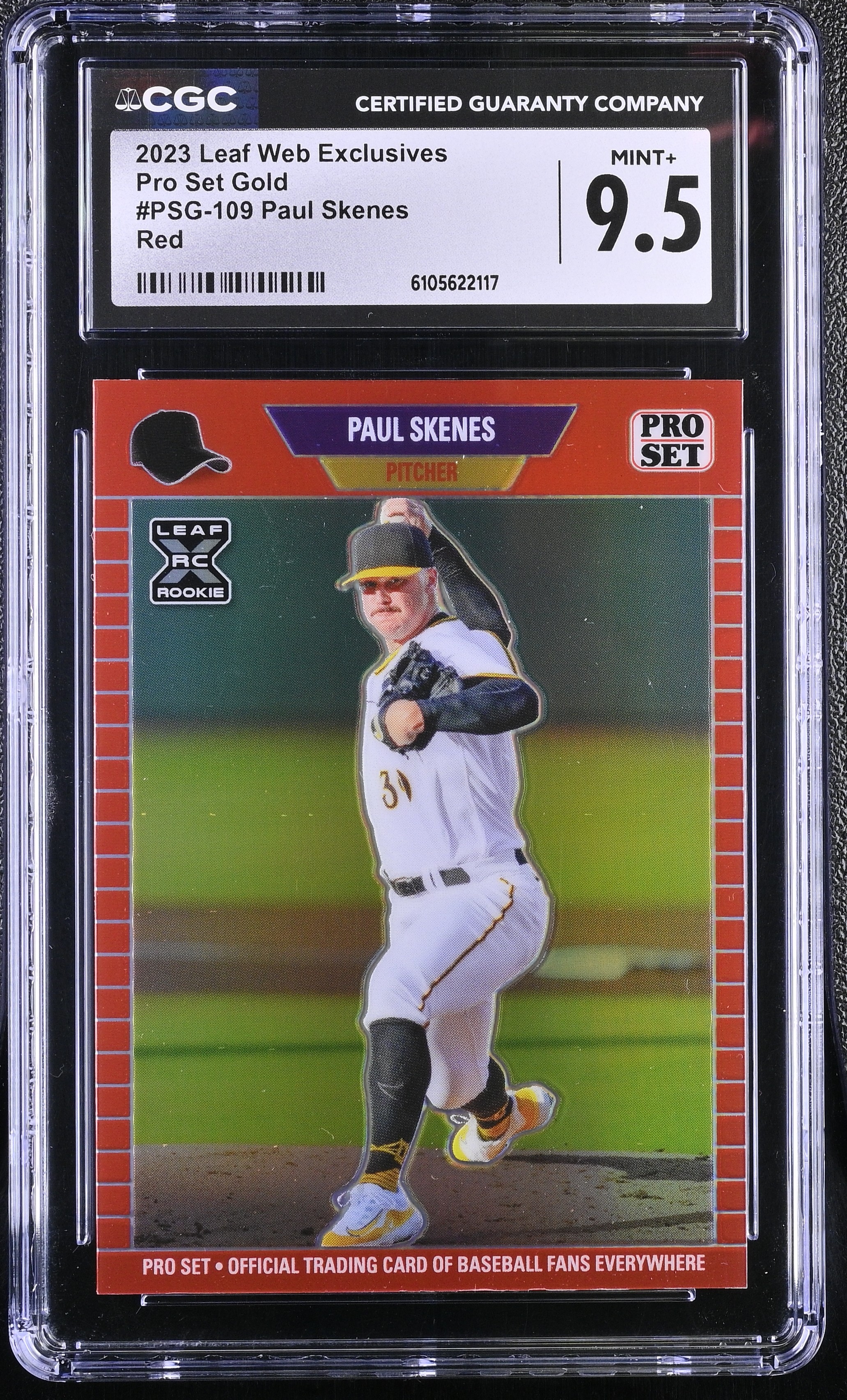 Paul Skenes 2023 Leaf Web Exclusives Pro Set Gold Red #PSG-109 #02/89 RC (CGC 9.5) at PristineAuction.com Paul Skenes 2023 Leaf Web Exclusives Pro Set Gold Red #PSG-109 #02/89 RC (CGC 9.5) at PristineAuction.com