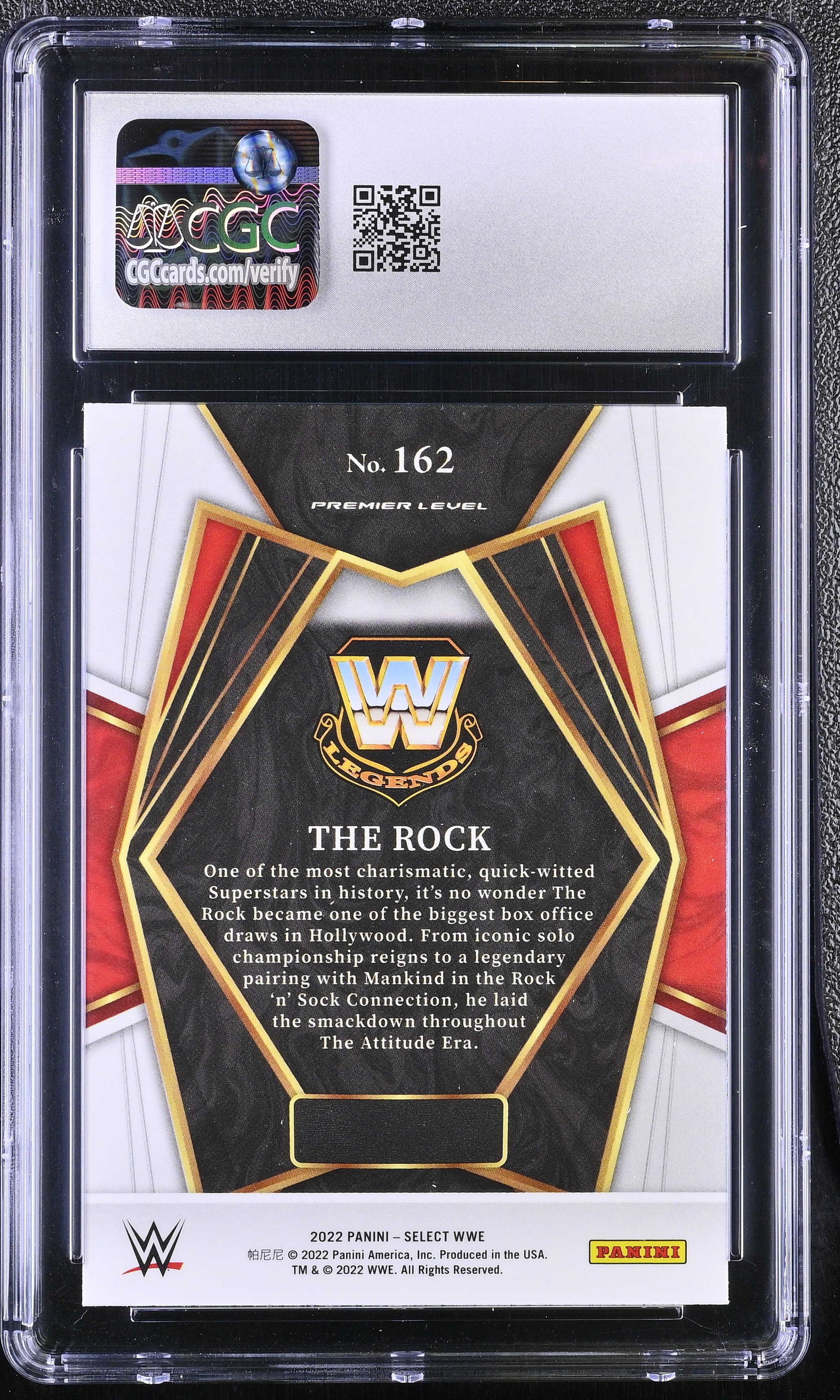 The Rock 2022 Panini Select WWE Retail Red & Blue #162 (CGC 8.5) at PristineAuction.com The Rock 2022 Panini Select WWE Retail Red & Blue #162 (CGC 8.5) at PristineAuction.com