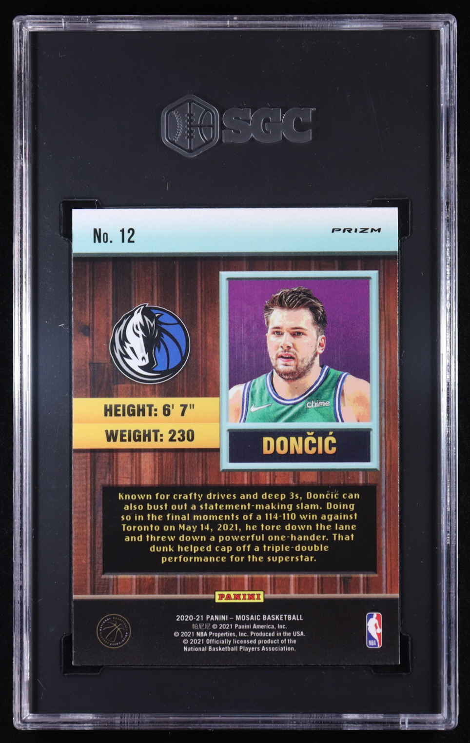 Luka Doncic 2020-21 Panini Mosaic Jam Masters Mosaic #12 (SGC 10) at PristineAuction.com Luka Doncic 2020-21 Panini Mosaic Jam Masters Mosaic #12 (SGC 10) at PristineAuction.com