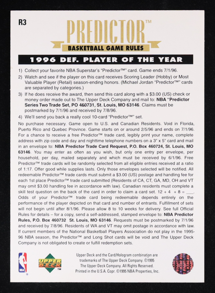 Michael Jordan 1995 Upper Deck Predictor #R3 at PristineAuction.com Michael Jordan 1995 Upper Deck Predictor #R3 at PristineAuction.com