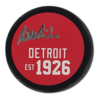 Axel Sandin-Pellikka Signed Red Wings Logo Hockey Puck (JSA) at PristineAuction.com