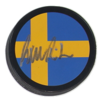 Axel Sandin-Pellikka Signed Team Sweden Logo Hockey Puck (JSA) at PristineAuction.com