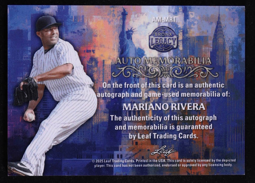 Mariano Rivera 2025 Leaf A Bronx Legacy Auto Memorabilia Spectrum Purple #AMMR1 #8/12 at PristineAuction.com Mariano Rivera 2025 Leaf A Bronx Legacy Auto Memorabilia Spectrum Purple #AMMR1 #8/12 at PristineAuction.com