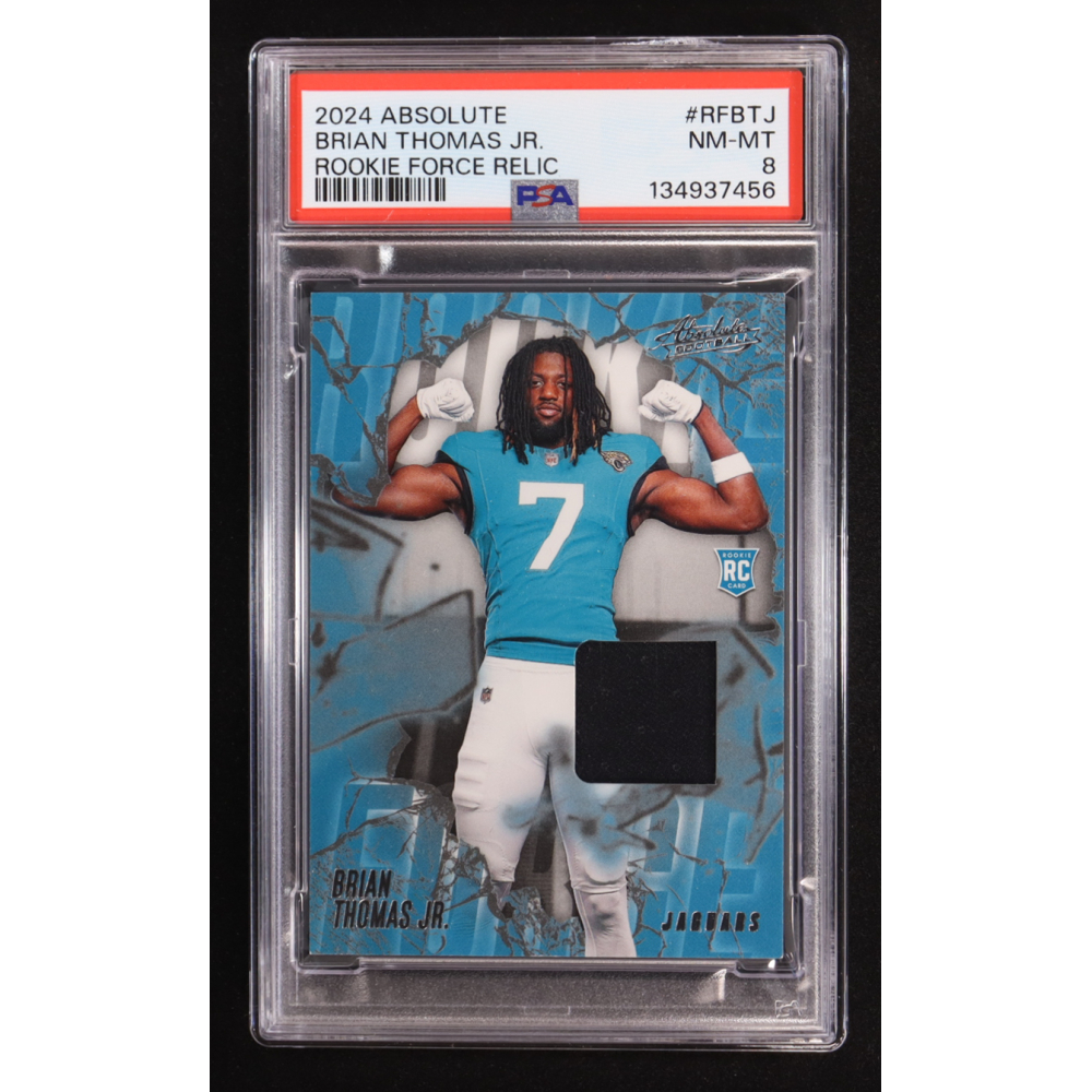 Brian Thomas Jr. 2024 Absolute Rookie Force Jerseys #1 RC (PSA 8) at PristineAuction.com