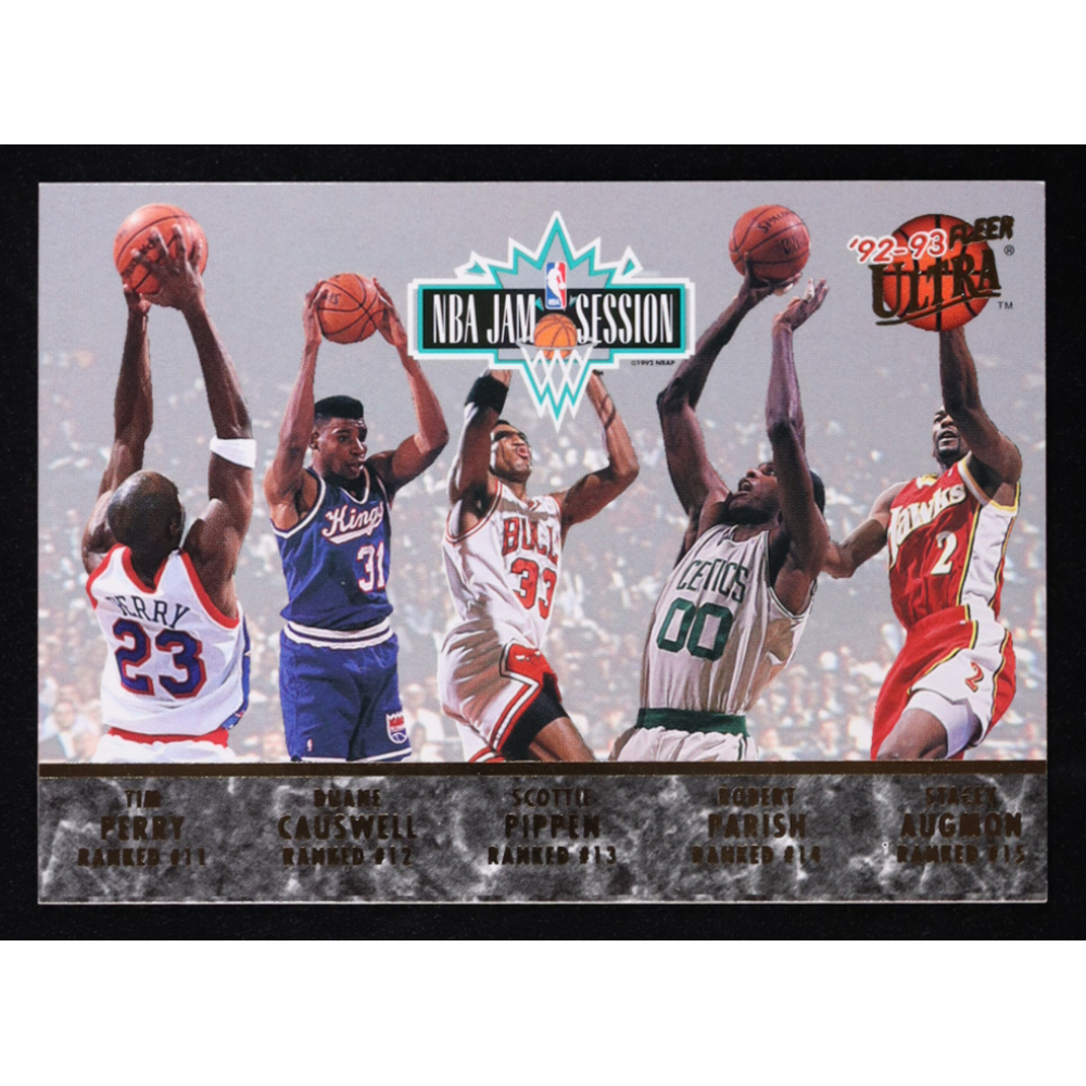1992-93 Fleer Ultra NBA Jam Session Tim Perry / Duane Causwell / Scottie Pippen / Robert Parish / Stacey Augmon / Michael Jordan / Karl Malone / John Williams / Horace Grant / Orlando Woolridge at PristineAuction.com