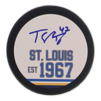 Torey Krug Signed Blues Logo Hockey Puck (JSA) at PristineAuction.com