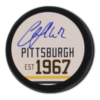Martin Straka Signed Penguins Logo Hockey Puck (JSA) at PristineAuction.com