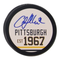 Martin Straka Signed Penguins Logo Hockey Puck (JSA) at PristineAuction.com
