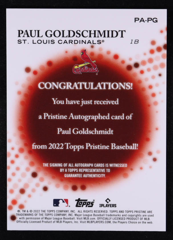 Paul Goldschmidt 2022 Topps Pristine Autographs #PAPG at PristineAuction.com Paul Goldschmidt 2022 Topps Pristine Autographs #PAPG at PristineAuction.com