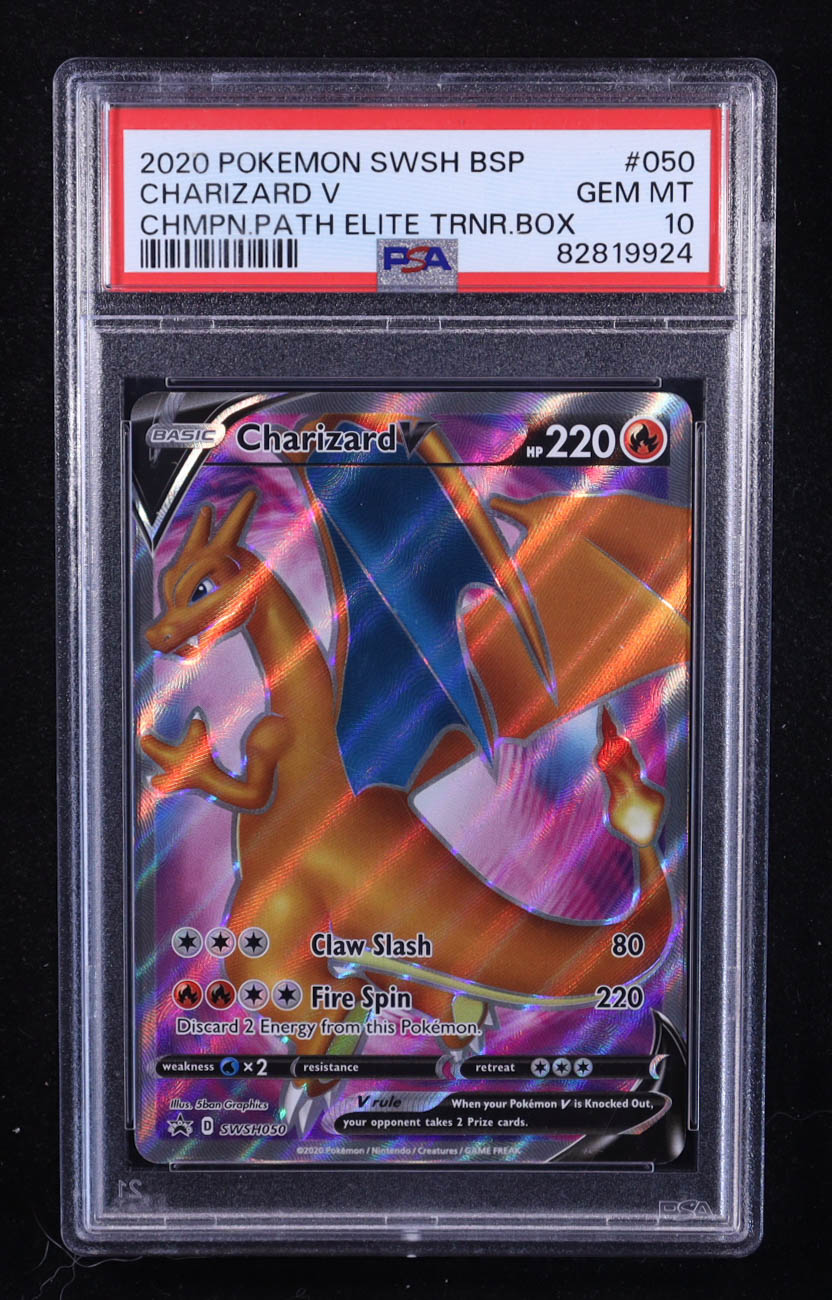 Charizard V 2020 Pokemon TCG Sword & Shield Black Star Promos #SWSH050 (PSA 10) at PristineAuction.com Charizard V 2020 Pokemon TCG Sword & Shield Black Star Promos #SWSH050 (PSA 10) at PristineAuction.com