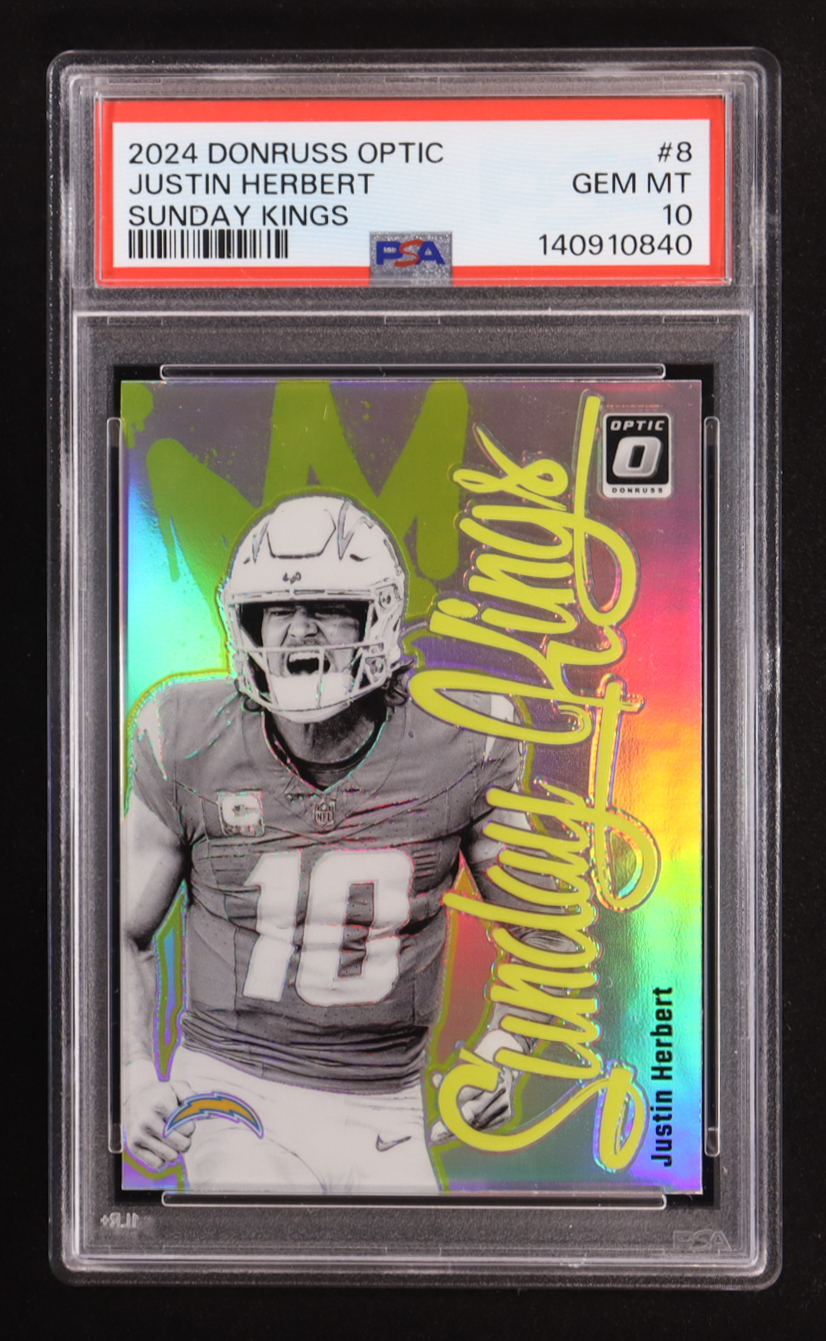 Justin Herbert 2024 Donruss Optic Sunday Kings #8 (PSA 10) at PristineAuction.com Justin Herbert 2024 Donruss Optic Sunday Kings #8 (PSA 10) at PristineAuction.com