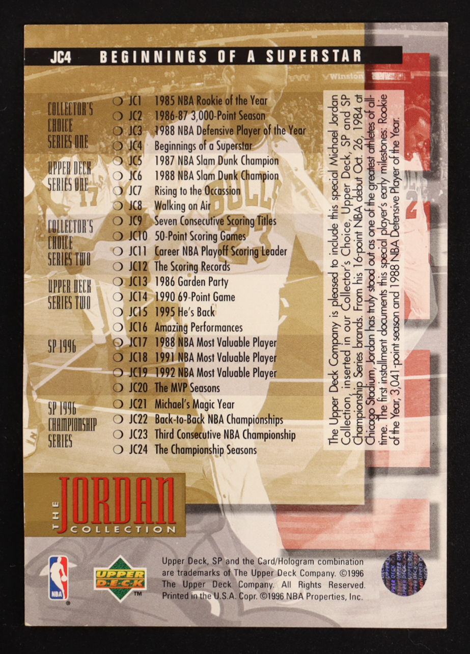 Michael Jordan 1996 Upper Deck The Jordan Collection #JC4 at PristineAuction.com Michael Jordan 1996 Upper Deck The Jordan Collection #JC4 at PristineAuction.com