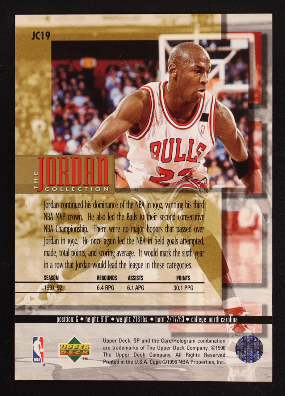 Michael Jordan 1996 Upper Deck The Jordan Collection #JC19 at PristineAuction.com Michael Jordan 1996 Upper Deck The Jordan Collection #JC19 at PristineAuction.com
