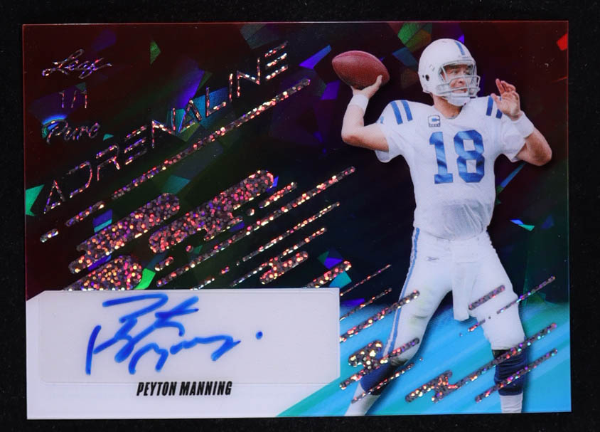 Peyton Manning 2025 Leaf Pure Pure Adrenaline Autographs Crystal Rainbow #PAAPM1 #1/1 at PristineAuction.com Peyton Manning 2025 Leaf Pure Pure Adrenaline Autographs Crystal Rainbow #PAAPM1 #1/1 at PristineAuction.com