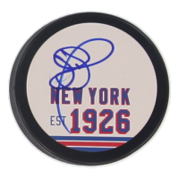 John Davidson Signed Rangers Logo Hockey Puck (JSA) at PristineAuction.com