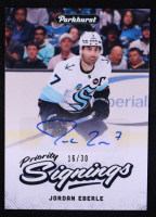 Jordan Eberle 2025-26 Upper Deck Parkhurst Priority Signings Autographs #PSJE #16/30 at PristineAuction.com