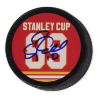 Gary Roberts Signed Flames Stanley Cup Logo Puck (JSA) at PristineAuction.com