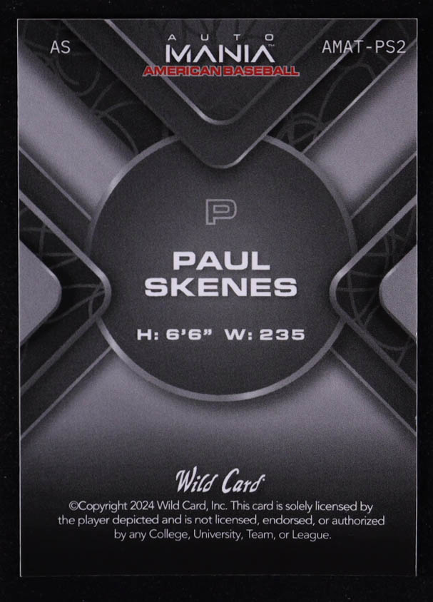 Paul Skenes 2024 Wild Card Auto Mania Triangle American Flag Holo #PS2 RC #25/50 at PristineAuction.com Paul Skenes 2024 Wild Card Auto Mania Triangle American Flag Holo #PS2 RC #25/50 at PristineAuction.com