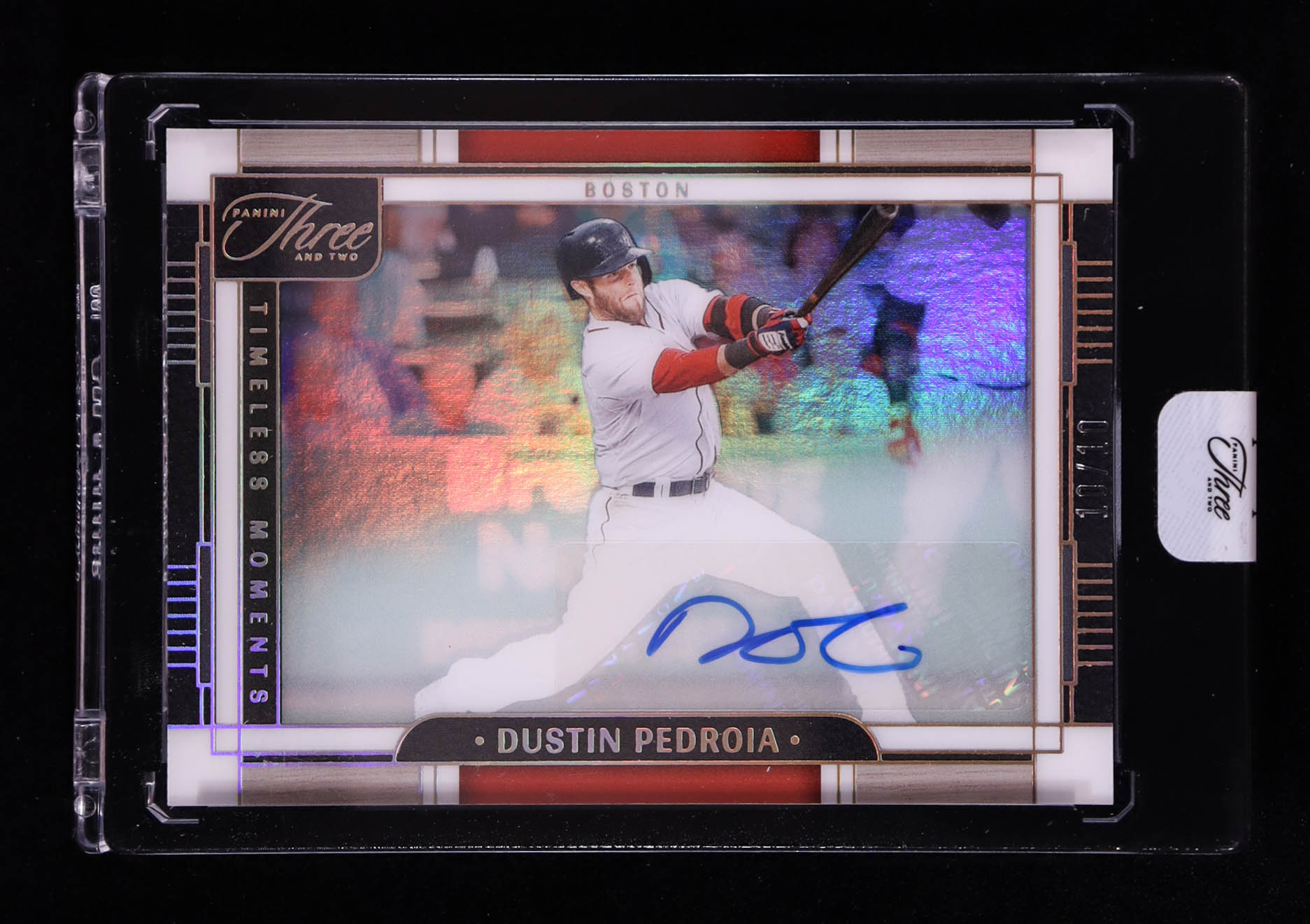 Dustin Pedroia 2024 Panini Three and Two Timeless Moments Signatures Holo Gold #18 #10/10 at PristineAuction.com Dustin Pedroia 2024 Panini Three and Two Timeless Moments Signatures Holo Gold #18 #10/10 at PristineAuction.com