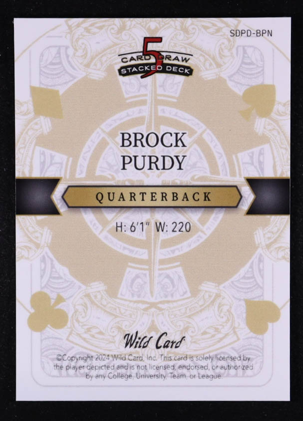 Brock Purdy 2024 Wild Card 5 Card Draw Stacked Deck King of Diamonds Orange Shock #BPN #1/1 at PristineAuction.com Brock Purdy 2024 Wild Card 5 Card Draw Stacked Deck King of Diamonds Orange Shock #BPN #1/1 at PristineAuction.com