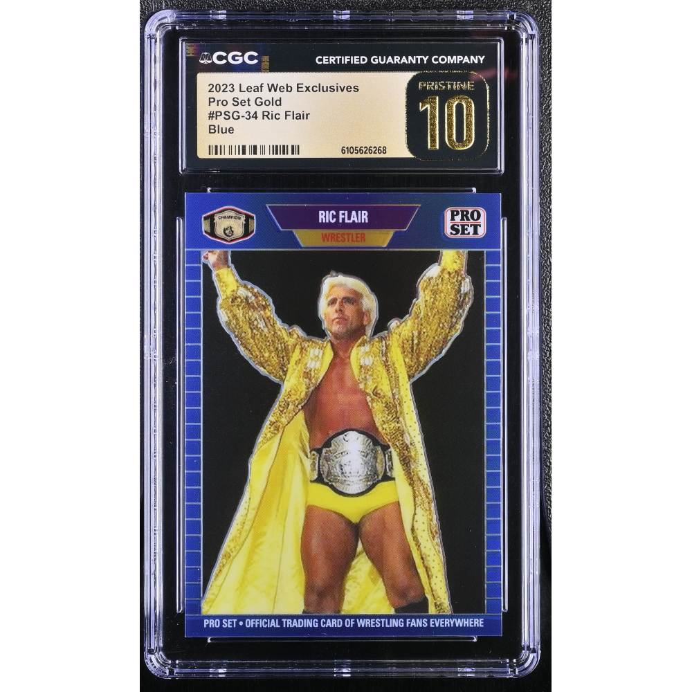 Ric Flair 2023 Leaf Web Exclusives Pro Set Gold Blue #PSG-34 #22/25 (CGC 10 | Black Label) at PristineAuction.com