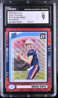 Drake Maye 2024 Donruss Optic Rated Rookies Preview Red Wave #379 RC (CGC 9) at PristineAuction.com