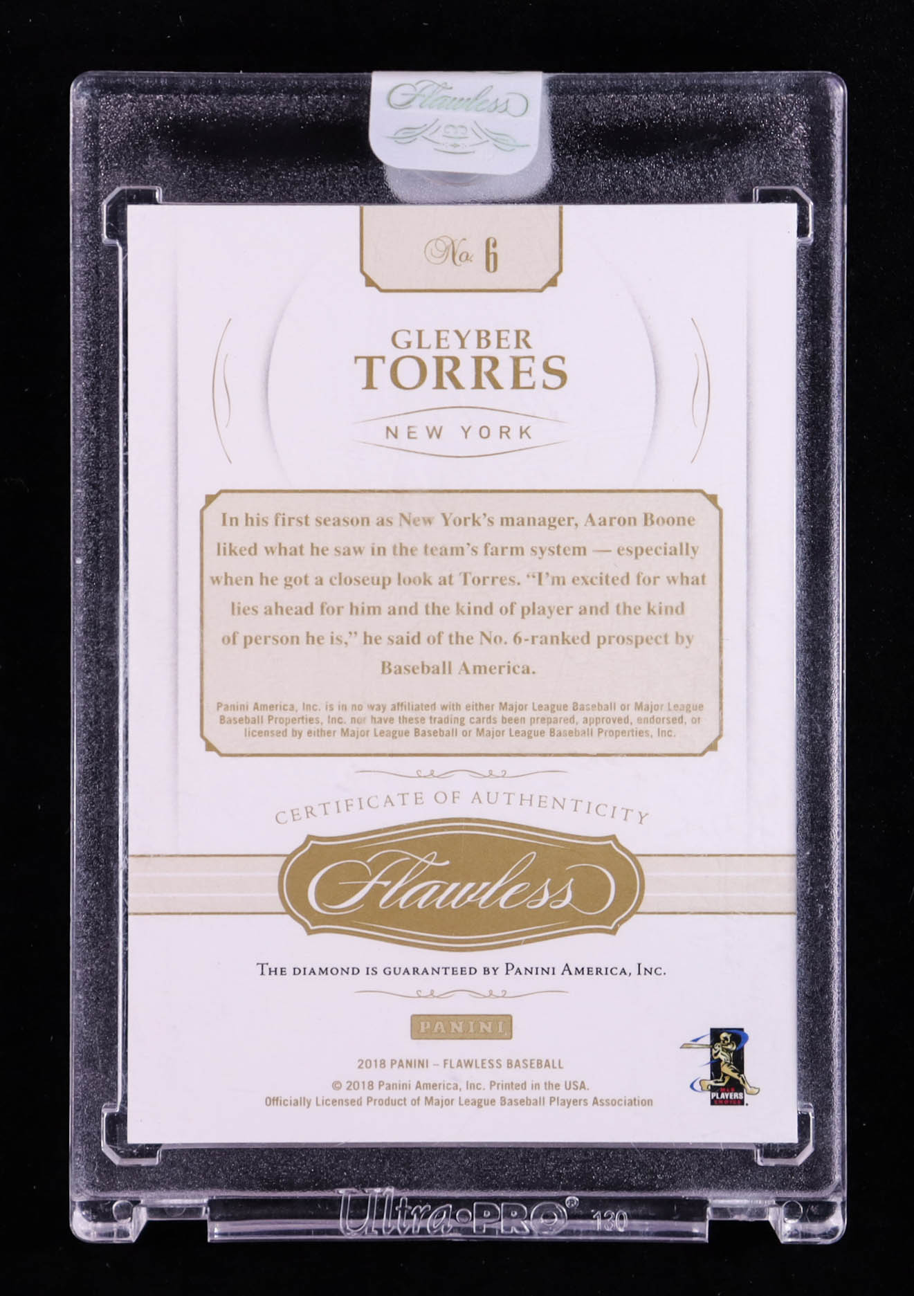 Gleyber Torres 2018 Panini Flawless Diamond #6 RC #08/20 at PristineAuction.com Gleyber Torres 2018 Panini Flawless Diamond #6 RC #08/20 at PristineAuction.com