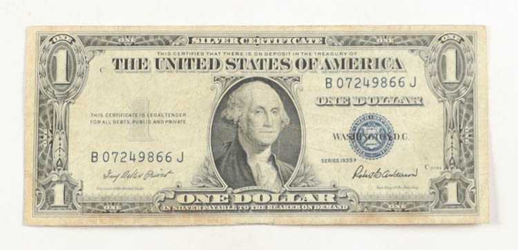 1935-F United States $1 One Dollar Silver Certificate - Blue Seal at PristineAuction.com 1935-F United States $1 One Dollar Silver Certificate - Blue Seal at PristineAuction.com