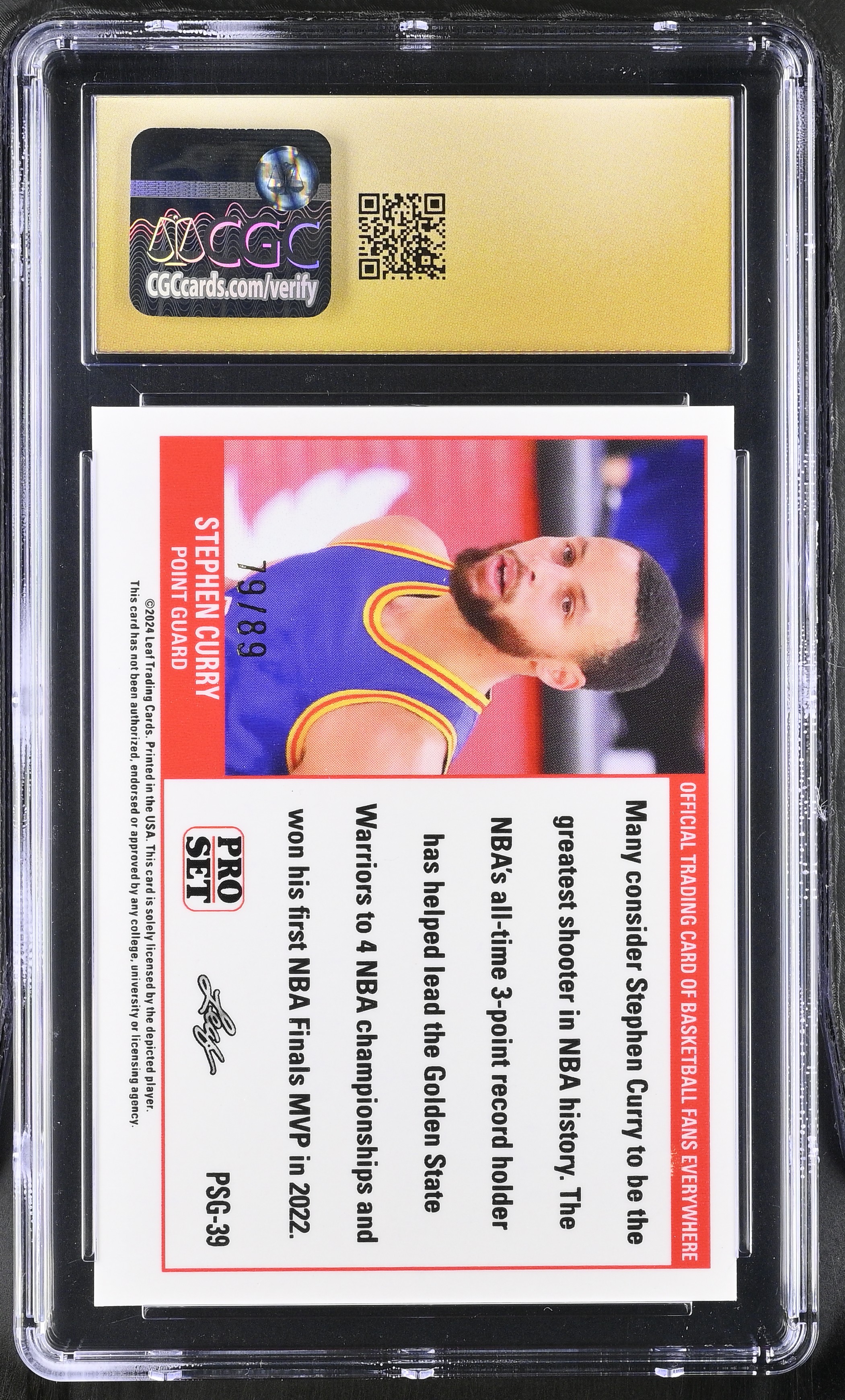 Stephen Curry 2023 Leaf Web Exclusives Pro Set Gold Red #PSG-39 #79/89 (CGC 10 | Black Label) at PristineAuction.com Stephen Curry 2023 Leaf Web Exclusives Pro Set Gold Red #PSG-39 #79/89 (CGC 10 | Black Label) at PristineAuction.com