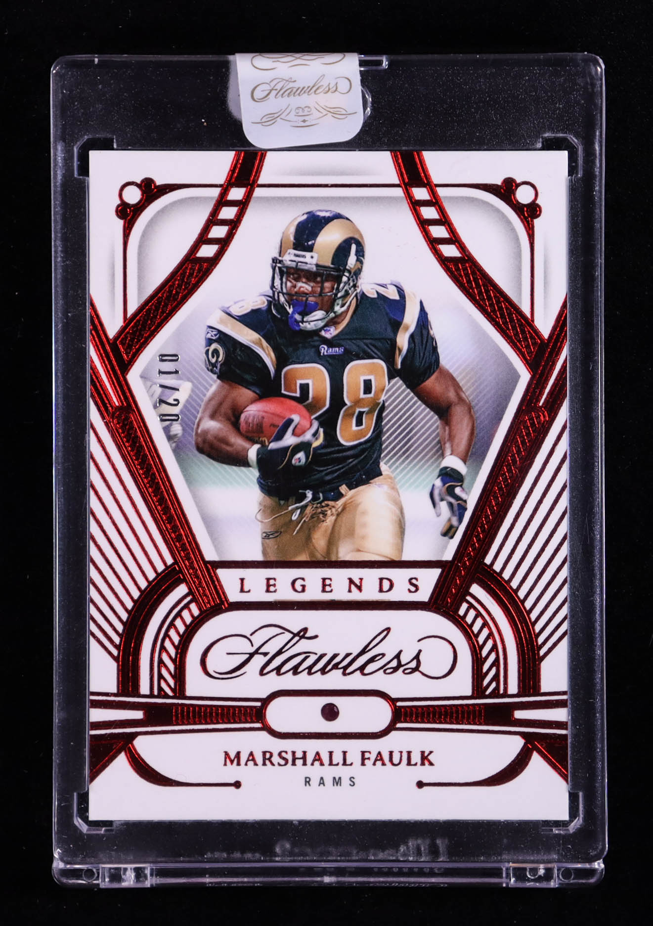 Marshall Faulk 2024 Panini Flawless Ruby #94 #01/20 at PristineAuction.com Marshall Faulk 2024 Panini Flawless Ruby #94 #01/20 at PristineAuction.com