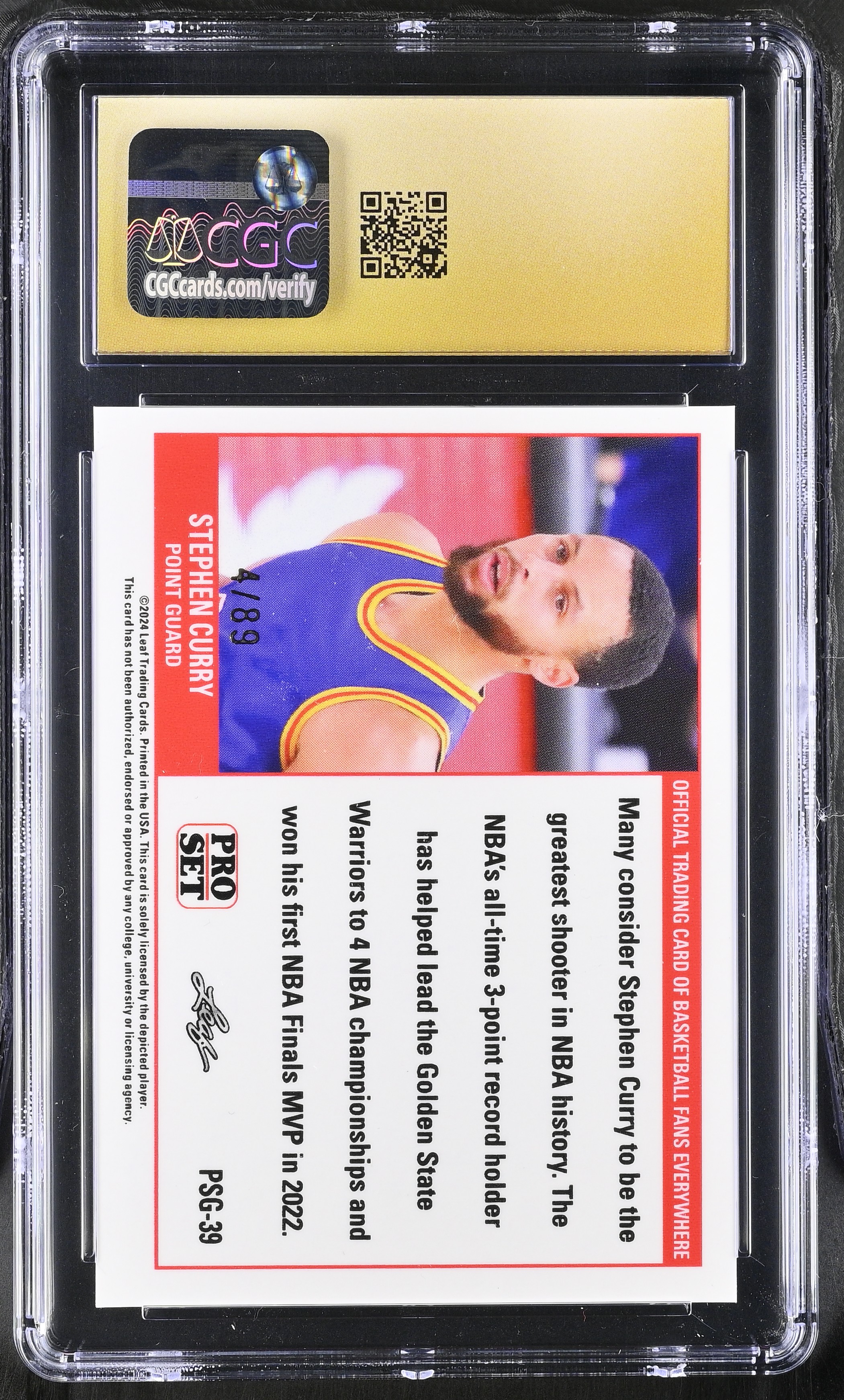 Stephen Curry 2023 Leaf Web Exclusives Pro Set Gold Red #PSG-39 #04/89 (CGC 10 | Black Label) at PristineAuction.com Stephen Curry 2023 Leaf Web Exclusives Pro Set Gold Red #PSG-39 #04/89 (CGC 10 | Black Label) at PristineAuction.com