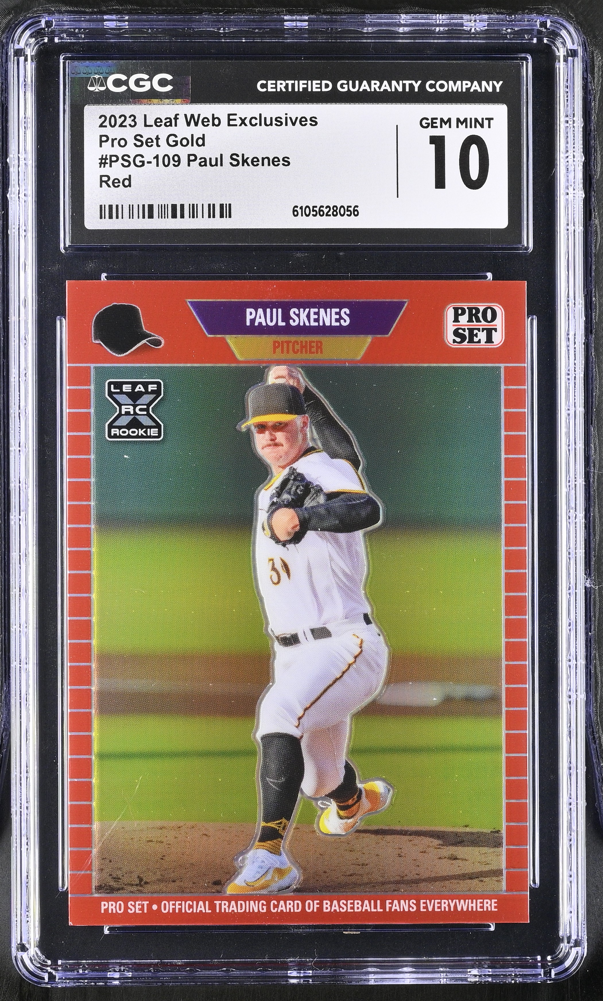 Paul Skenes 2023 Leaf Web Exclusives Pro Set Gold Red #PSG-109 #19/89 RC (CGC 10) at PristineAuction.com Paul Skenes 2023 Leaf Web Exclusives Pro Set Gold Red #PSG-109 #19/89 RC (CGC 10) at PristineAuction.com