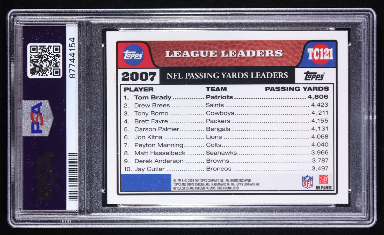 Tom Brady 2008 Topps Chrome #TC121 LL (PSA 9) at PristineAuction.com Tom Brady 2008 Topps Chrome #TC121 LL (PSA 9) at PristineAuction.com