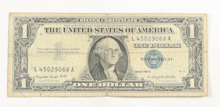1957-A United States $1 One Dollar Silver Certificate - Blue Seal at PristineAuction.com 1957-A United States $1 One Dollar Silver Certificate - Blue Seal at PristineAuction.com