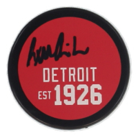 Axel Sandin-Pellikka Signed Red Wings Logo Hockey Puck (JSA) at PristineAuction.com