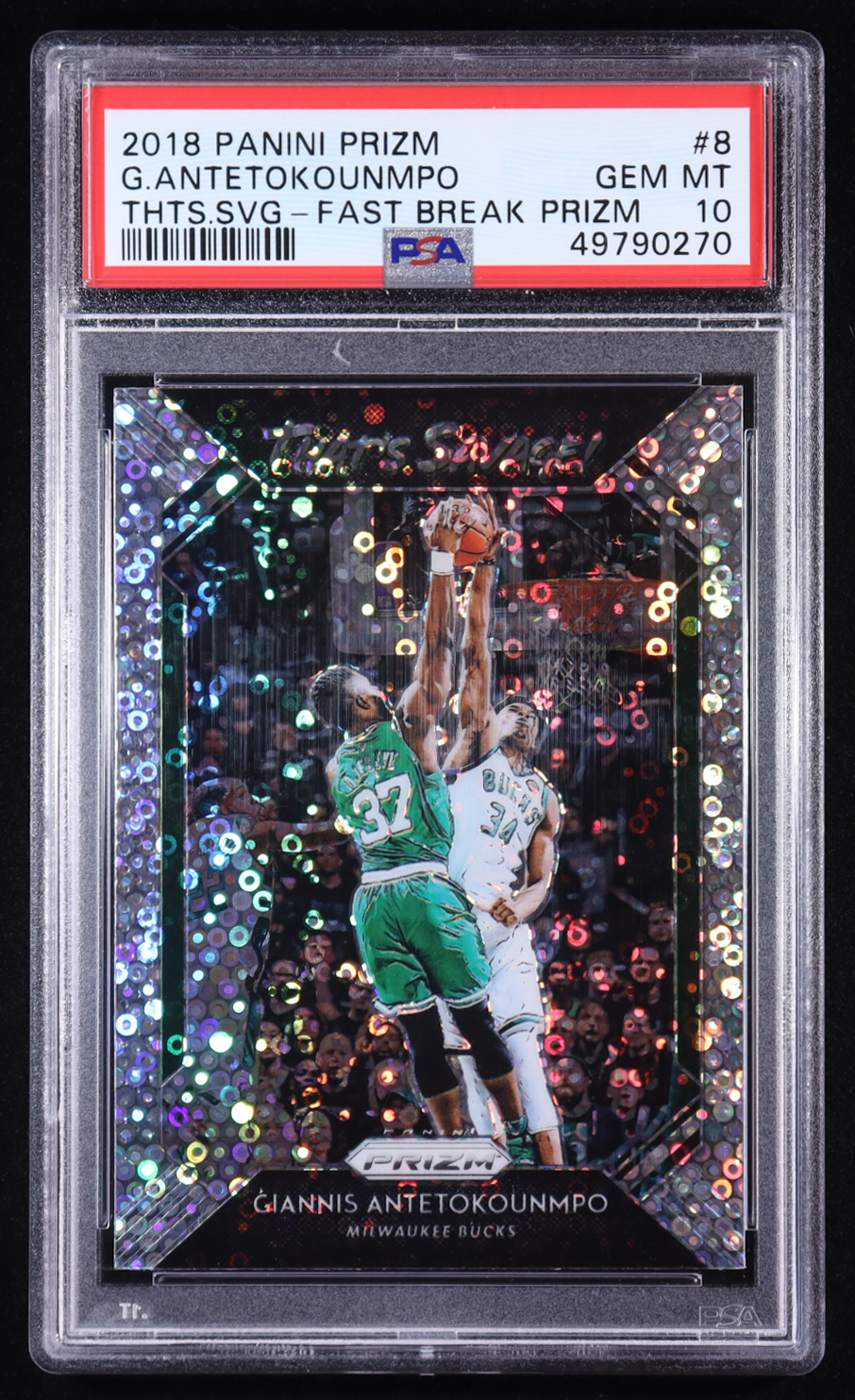 Giannis Antetokounmpo 2018-19 Panini Prizm That's Savage! Fast Break #8 (PSA 10) at PristineAuction.com Giannis Antetokounmpo 2018-19 Panini Prizm That's Savage! Fast Break #8 (PSA 10) at PristineAuction.com