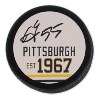Sergei Gonchar Signed Penguins Logo Hockey Puck (JSA) at PristineAuction.com