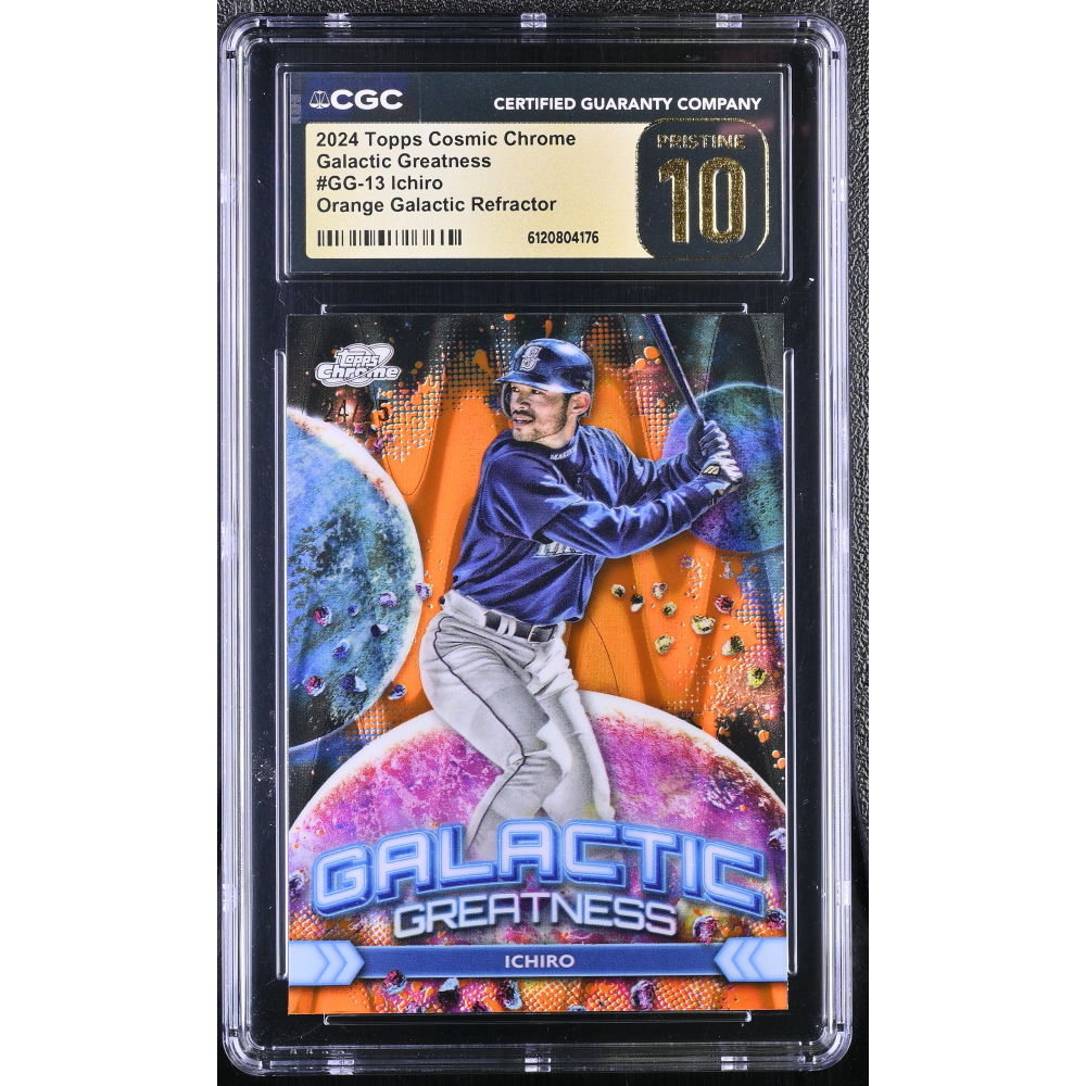 Ichiro 2024 Topps Cosmic Chrome Galactic Greatness Orange Galactic Refractor #GG13 #24/25 (CGC 10 | Black Label) at PristineAuction.com