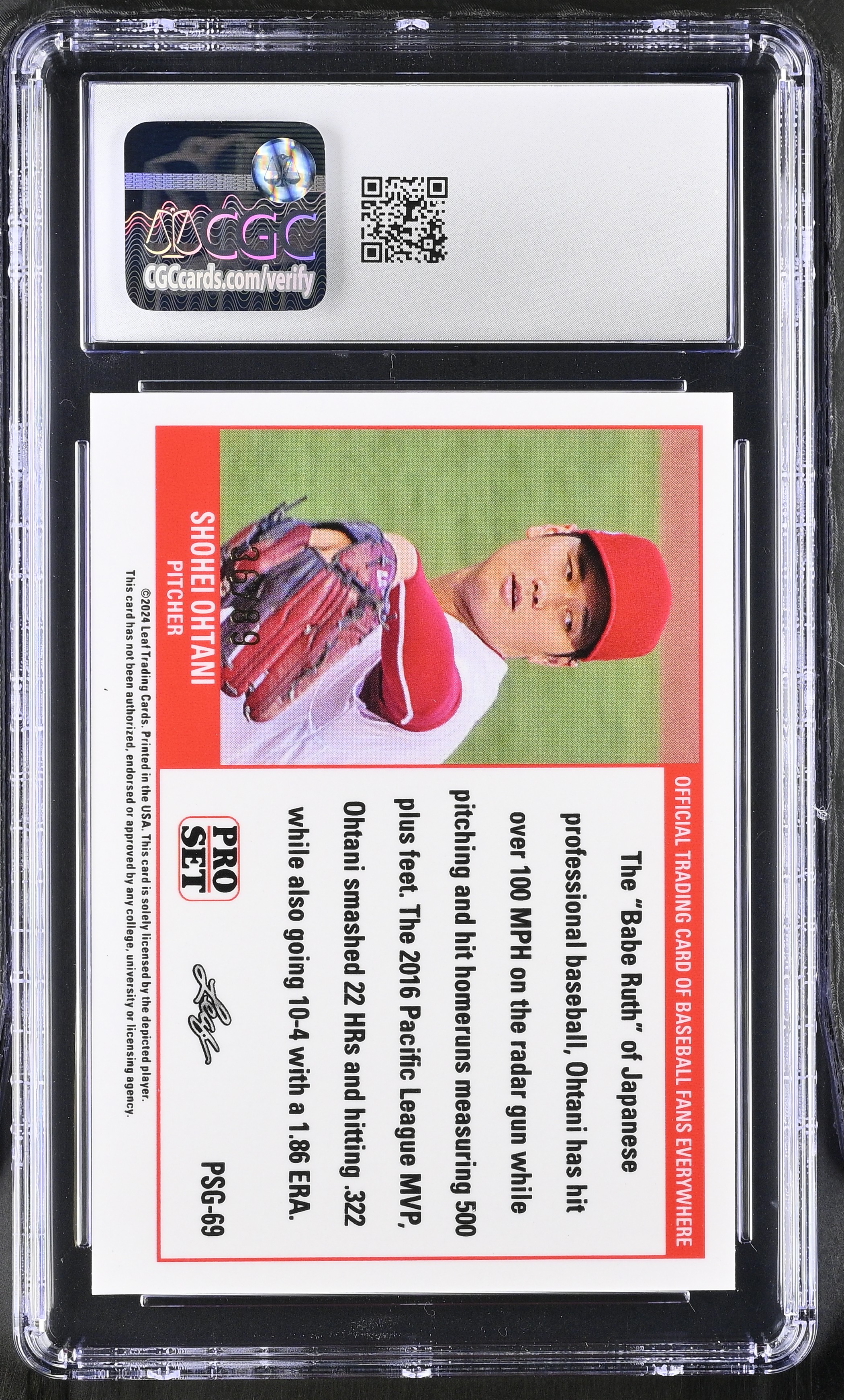 Shohei Ohtani 2023 Leaf Web Exclusives Pro Set Gold Red #PSG-69 #/89 (CGC 10) at PristineAuction.com Shohei Ohtani 2023 Leaf Web Exclusives Pro Set Gold Red #PSG-69 #/89 (CGC 10) at PristineAuction.com