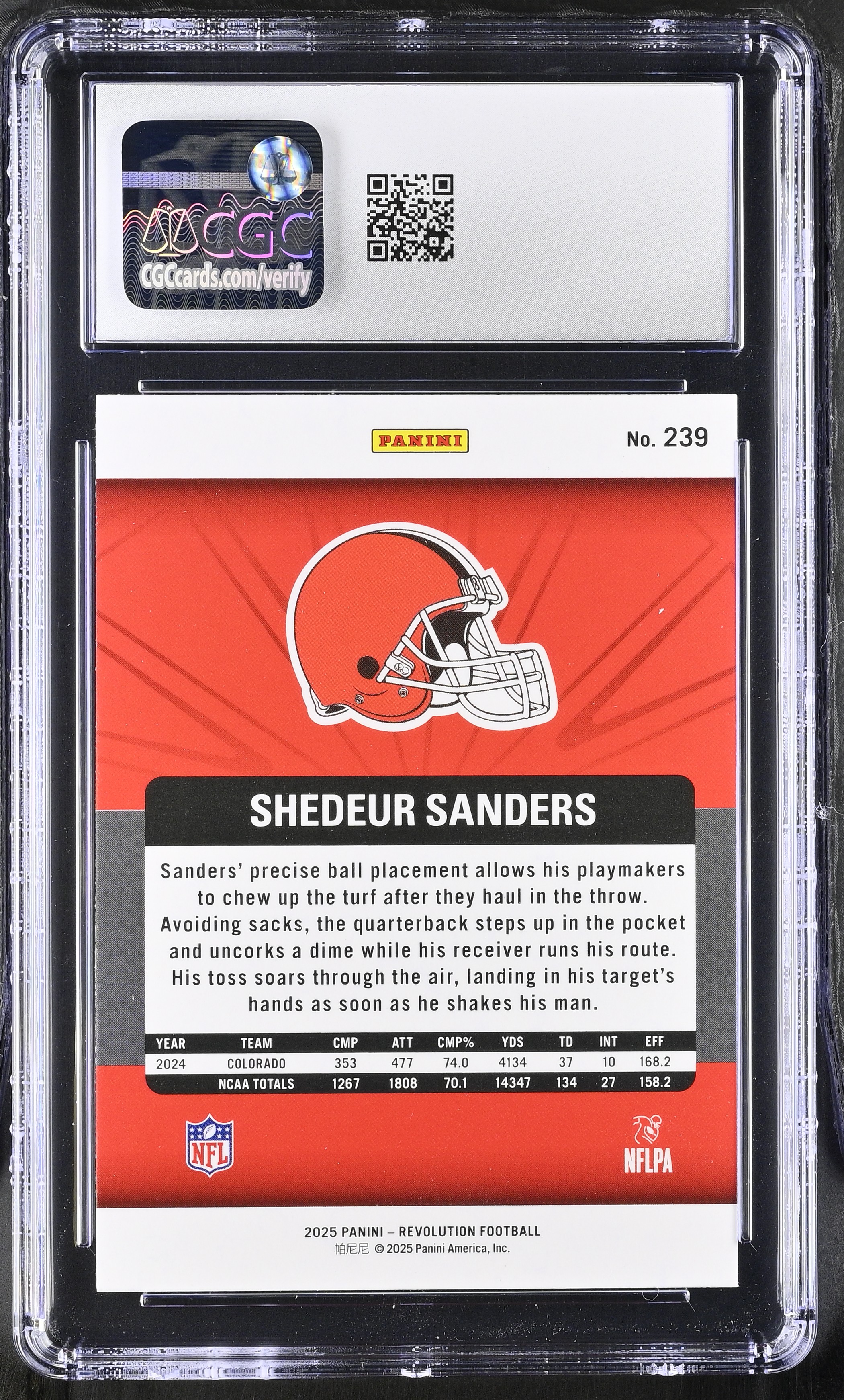 Shedeur Sanders 2025 Panini Revolution #239 RC (CGC 10) at PristineAuction.com Shedeur Sanders 2025 Panini Revolution #239 RC (CGC 10) at PristineAuction.com