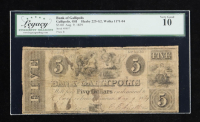 1839 Gallipolis, Ohio Bank of Gallipolis $5 Note (Legacy VG10) at PristineAuction.com