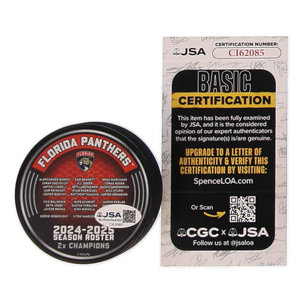Matthew Tkachuk Signed Panthers 2025 Stanley Cup Champions Commemorative Hockey Puck (JSA) at PristineAuction.com Matthew Tkachuk Signed Panthers 2025 Stanley Cup Champions Commemorative Hockey Puck (JSA) at PristineAuction.com