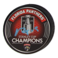 Matthew Tkachuk Signed Panthers 2025 Stanley Cup Champions Commemorative Hockey Puck (JSA) at PristineAuction.com