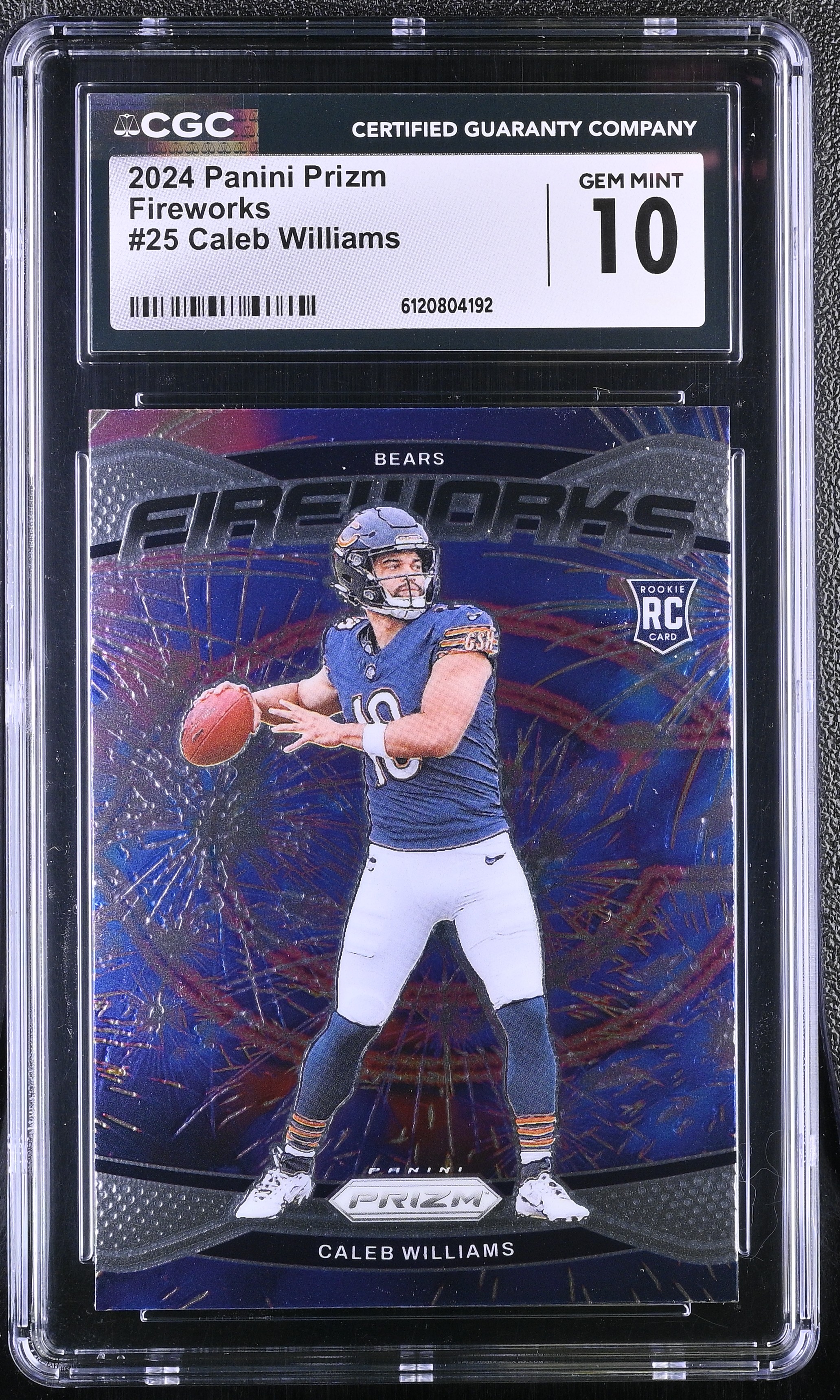 Caleb Williams 2024 Panini Prizm Fireworks #25 RC (CGC 10) at PristineAuction.com Caleb Williams 2024 Panini Prizm Fireworks #25 RC (CGC 10) at PristineAuction.com