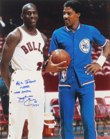 Julius "Dr. J" Erving Signed 76ers 16x20 Photo Inscribed "Air Jordan Meets The Doctor 1984" (Beckett) at PristineAuction.com