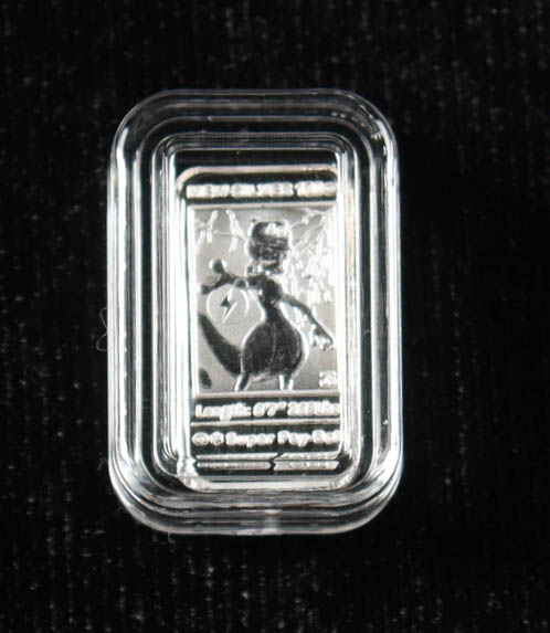 Pokemon Mewtwo 1 Gram .999 Fine Silver Poke-Gram Bullion Bar at PristineAuction.com Pokemon Mewtwo 1 Gram .999 Fine Silver Poke-Gram Bullion Bar at PristineAuction.com