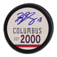 R. J. Umberger Signed Blue Jackets Logo Hockey Puck (JSA) at PristineAuction.com