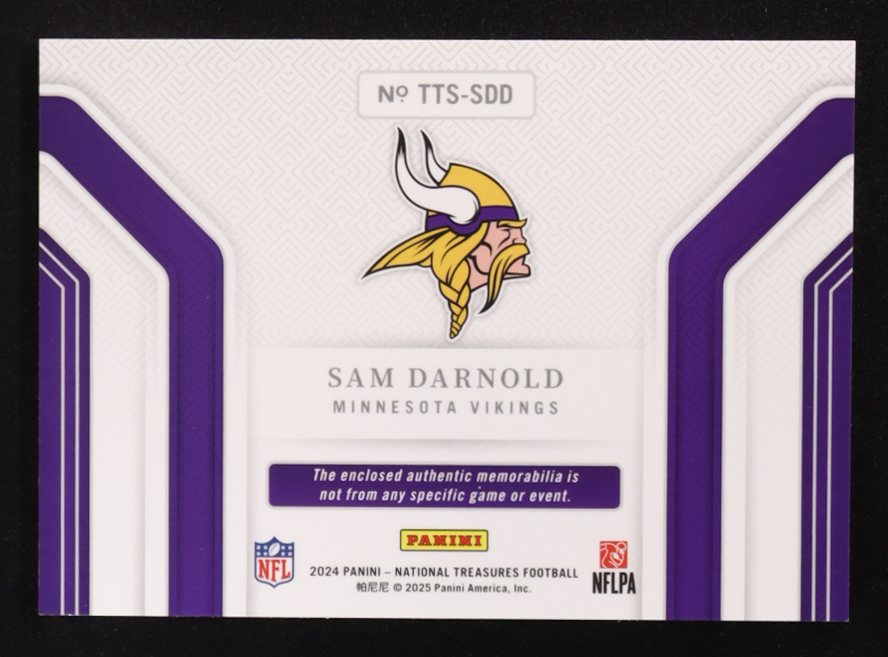 Sam Darnold 2024 Panini National Treasures Tremendous Treasures Holo Silver #54 #17/25 at PristineAuction.com Sam Darnold 2024 Panini National Treasures Tremendous Treasures Holo Silver #54 #17/25 at PristineAuction.com