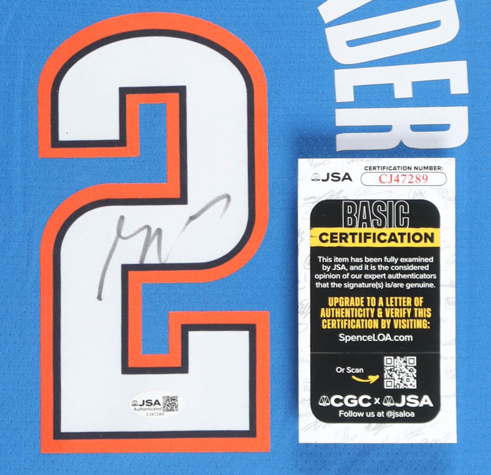 Shai Gilgeous-Alexander Signed Custom Framed Jersey Display with Stat Plaque & 2025 NBA Finals Pin (JSA) at PristineAuction.com Shai Gilgeous-Alexander Signed Custom Framed Jersey Display with Stat Plaque & 2025 NBA Finals Pin (JSA) at PristineAuction.com
