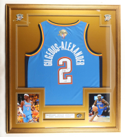 Shai Gilgeous-Alexander Signed Custom Framed Jersey Display with Stat Plaque & 2025 NBA Finals Pin (JSA) at PristineAuction.com